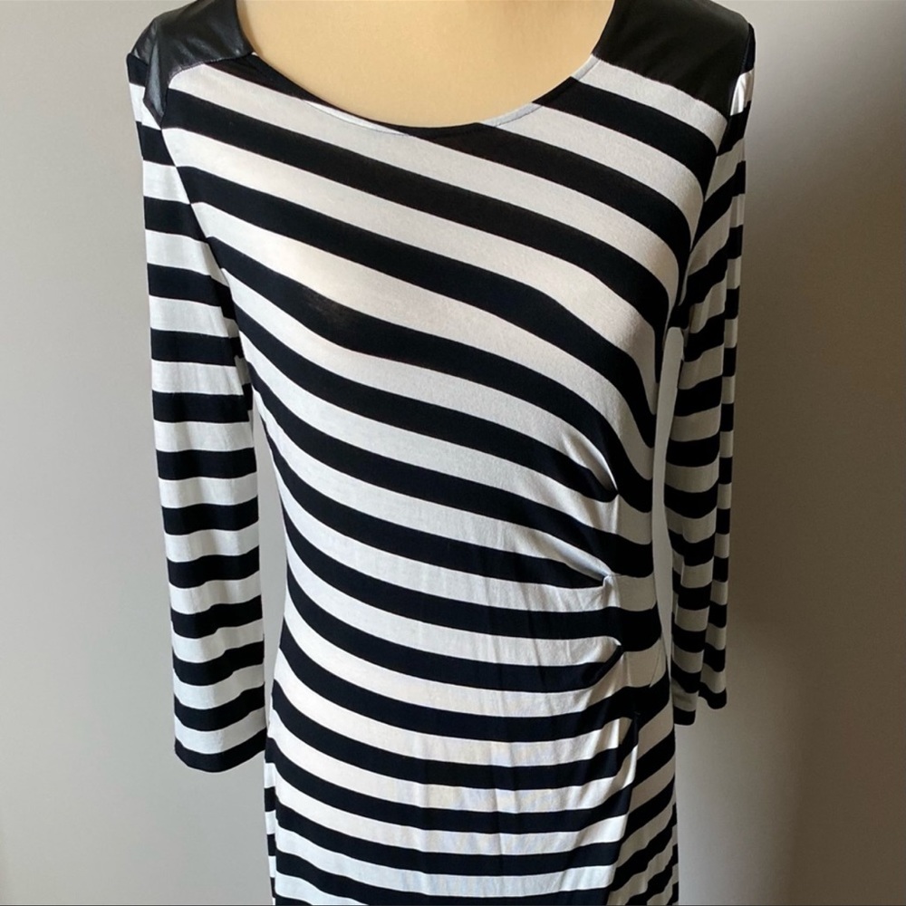 $80 I.N.C International Concepts XL White & Black Striped Dress Faux Leather NWT